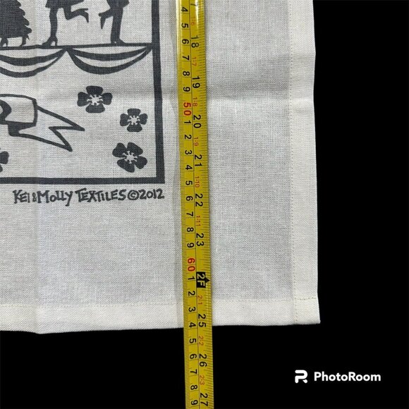 Kitchen Dish Towel Hand Printed Original Design Gray Just Married Kei & Molly - Picture 11 of 12
